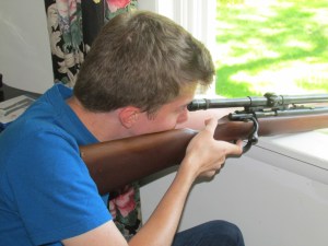 Nephew Thomas taking a shot.