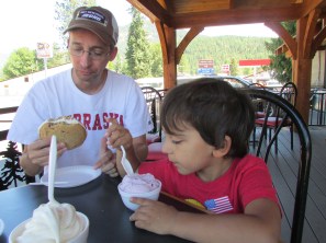 Discovering huckleberry ice cream.
